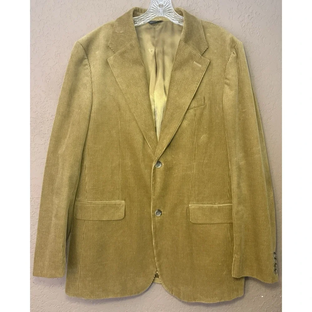 Banana‎ Republic Corduroy Blazer Men Size 46R Carmel Khaki Cotton Two Button